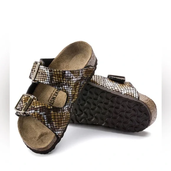 Birkenstock Arizona Gizeh Shiny Snake Animal Print Python Sandals - Picture 4 of 13